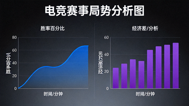电竞赛事局势胜率走势曲线与经济差分析图表