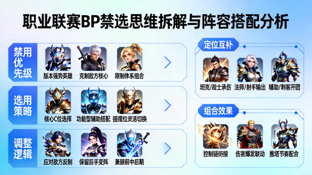 职业联赛BP禁选思维拆解与阵容搭配分析画面